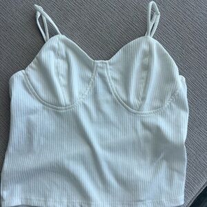 White Ribbed Women's Top